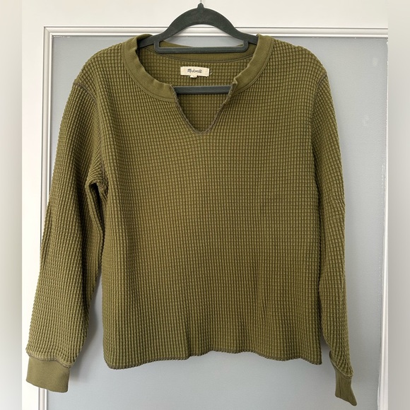 Madewell Olive Waffle Knit Shirt - Picture 2 of 4